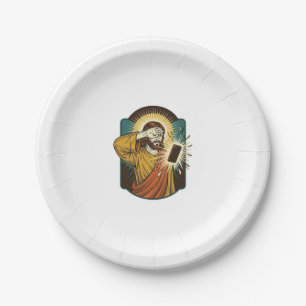 Plato De Papel Jesús cegando la máxima brillo del teléfono a medi
