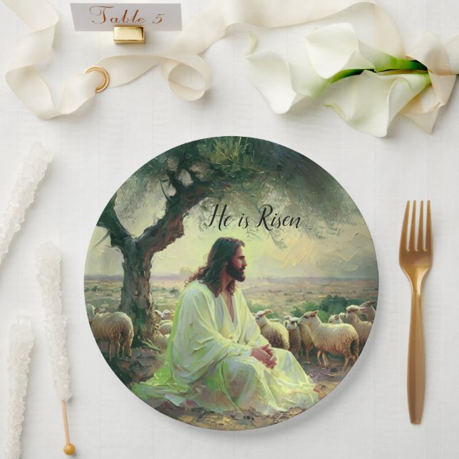 Plato De Papel Jesus Christ Religious Easter Catholic  (Boda)