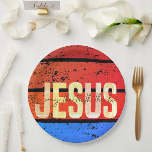 Plato De Papel Jesús, El Camino, La Verdad, La Vida Retro Atardec