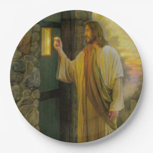 Plato De Papel Jesús en su vintage de la puerta