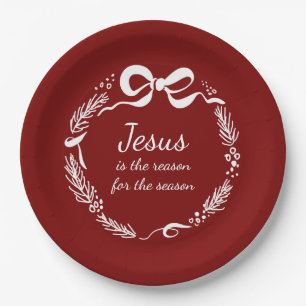 Plato De Papel Jesús es la Razón Arco Rojo Dibujado a Mano Navi