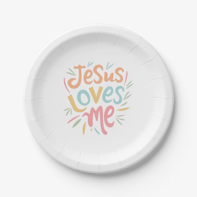 Plato De Papel Jesús me ama - diseño vintage (Anverso)