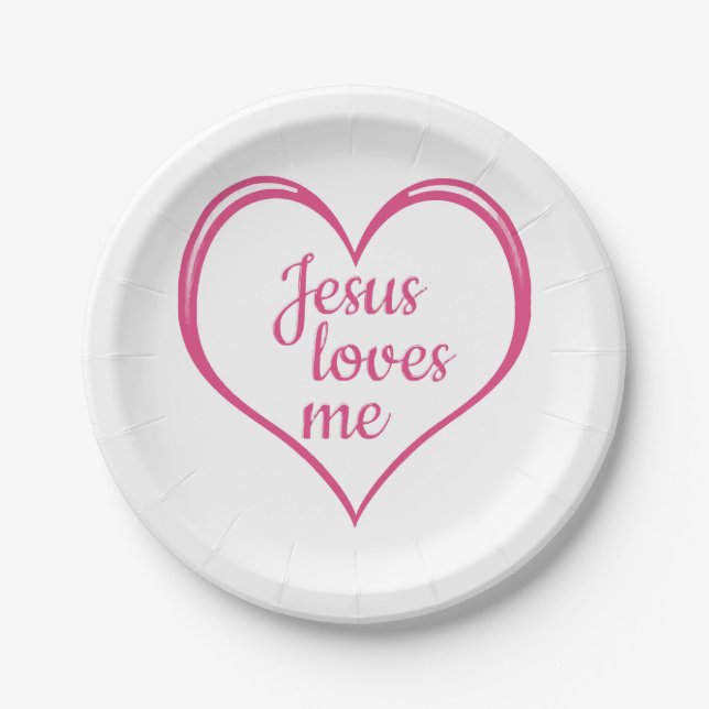 Plato De Papel JESÚS ME AMA en el Corazón (Anverso)