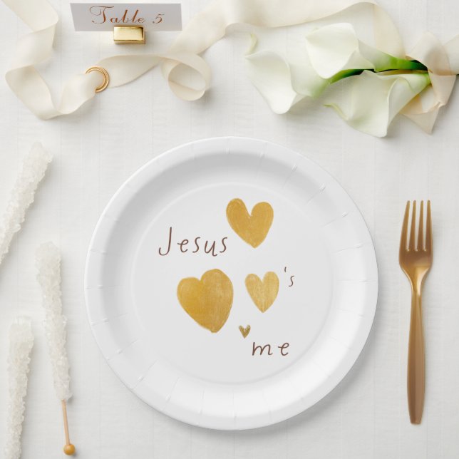 Plato De Papel Jesús me quiere. Placas de papel moderno (Boda)