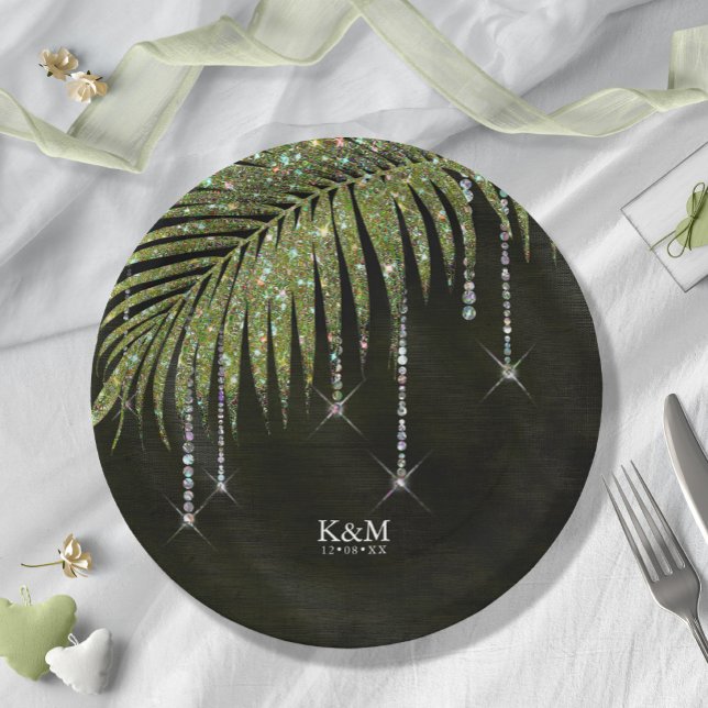 Plato De Papel Jewel Palm Leaf Boda Green ID830 (Subido por el creador)