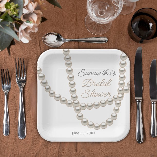 Plato De Papel Jewelry Pearl Necklace Bridal Shower (Subido por el creador)