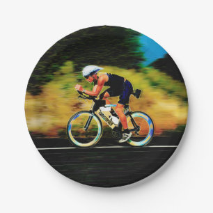 Plato De Papel Jinete colorido de la bicicleta con su nombre