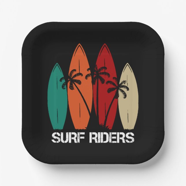 Plato De Papel Jinetes de surf (Anverso)