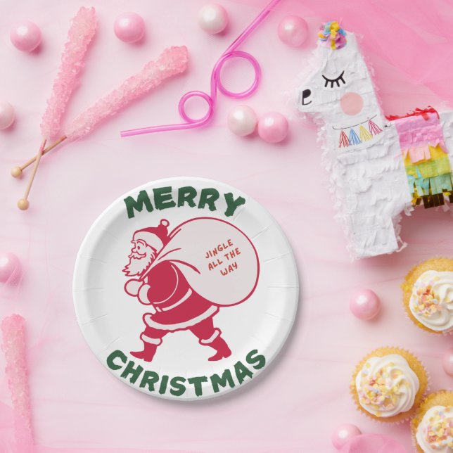 Plato De Papel Jingle All The Way (Fiesta)