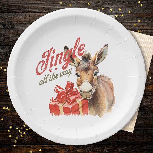 Plato De Papel Jingle all way los Navidades cultivan burro (Subido por el creador)