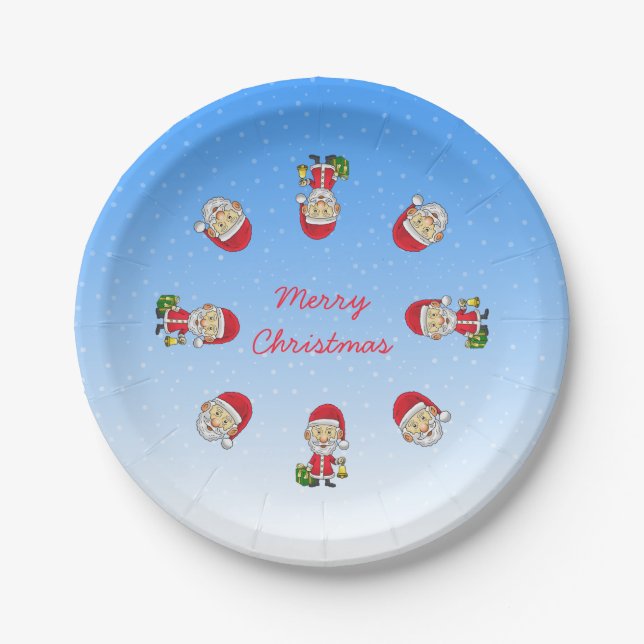Plato De Papel Jingle Bells con Santa (Anverso)