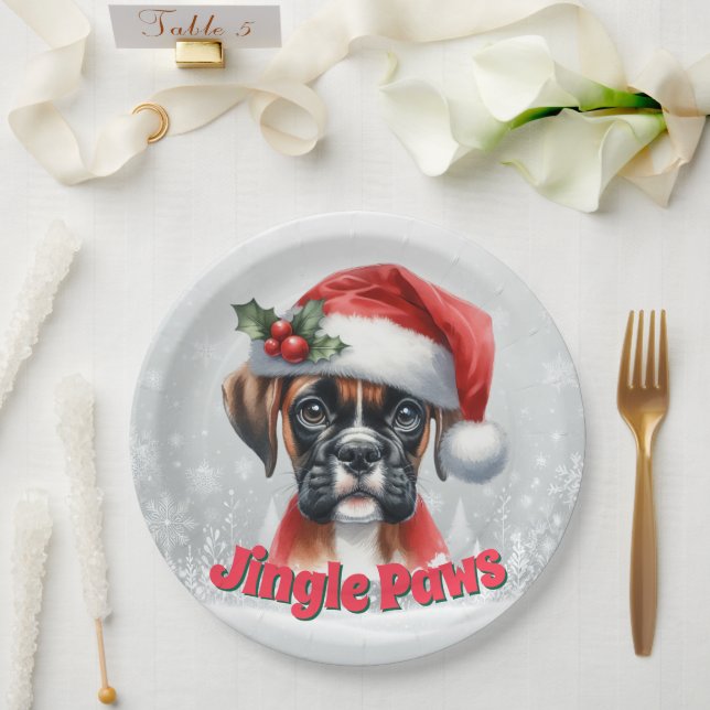 Plato De Papel Jingle Paws y Boxer Dog Joy (Boda)