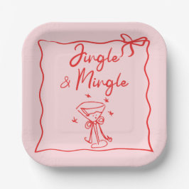 Plato De Papel Jingle y Mingle Fiesta de Navidad Dibujada a Mano