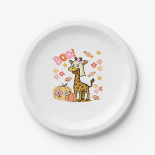Plato De Papel Jirafa Boo Halloween, Jirafa Linda, Animal Espeluz
