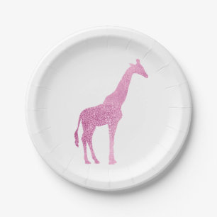 Plato De Papel Jirafa rosada