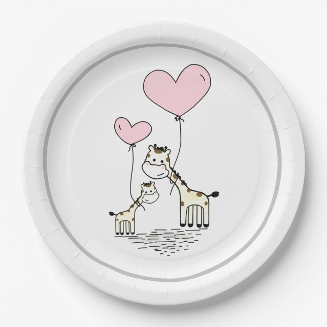 Plato De Papel jirafas y corazones (Anverso)
