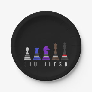 Plato De Papel jiu jitsu entrenando ajedrez, regalo bjj con te