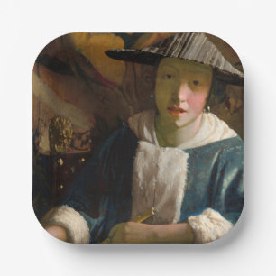Plato De Papel Johannes Vermeer - Chica con flauta