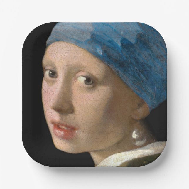 Plato De Papel Johannes Vermeer, Chica de Pearl Earring (Anverso)