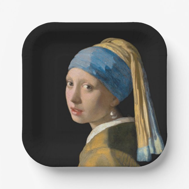 Plato De Papel Johannes Vermeer, Chica de Pearl Earring (Anverso)