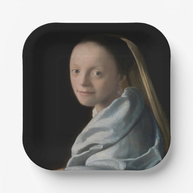 Plato De Papel Johannes Vermeer - Estudio de una joven mujer (Anverso)