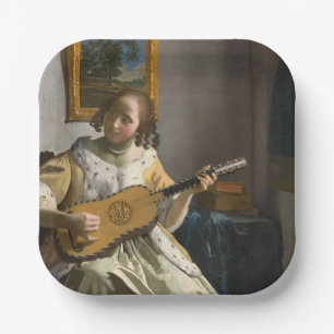 Plato De Papel Johannes Vermeer, guitarrista