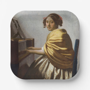 Plato De Papel Johannes Vermeer - Joven sentada en Virginal