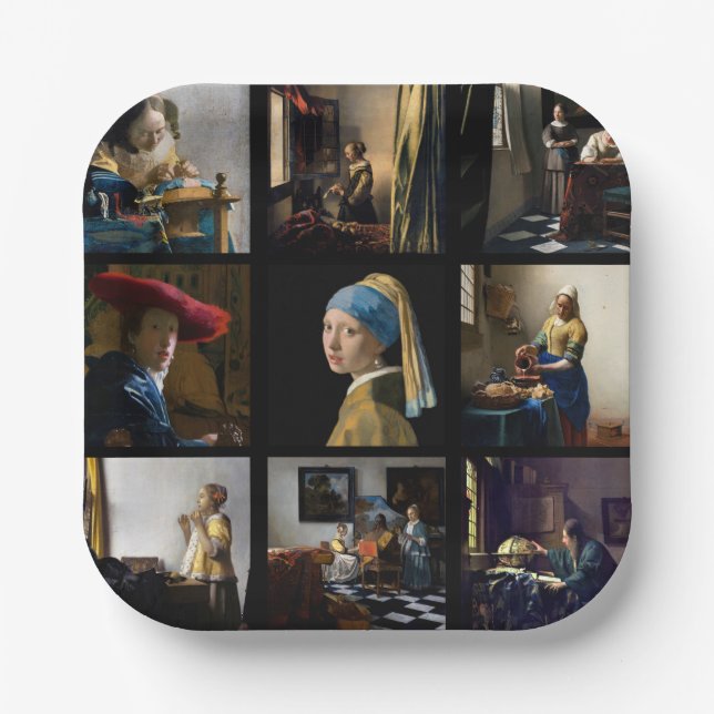 Plato De Papel Johannes Vermeer - Masterpieces Grid (Anverso)