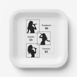 Plato De Papel Joint Birthday Triple the Fun Minimalist Black