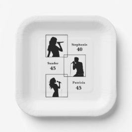 Plato De Papel Joint Birthday Triple the Fun Minimalist Black