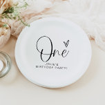Plato De Papel JOLIE Modern Boho One Heart First Birthday<br><div class="desc">La colección Jolie incluye un divertido tipo de letra manuscrita y un diseño minimalista sencillo. Los colores de esta colección son totalmente editables para que coincidan con el evento.</div>