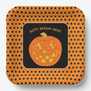 Plato De Papel Jolly Jack O Lantern Personalizado Cute Happy Hall