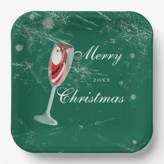Plato De Papel Jolly Navidades vitorea con Santa Champagne