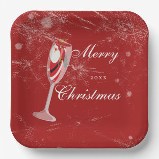 Plato De Papel Jolly Navidades vitorea con Santa Champagne