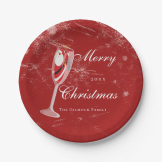 Plato De Papel Jolly Navidades vitorea con Santa Champagne