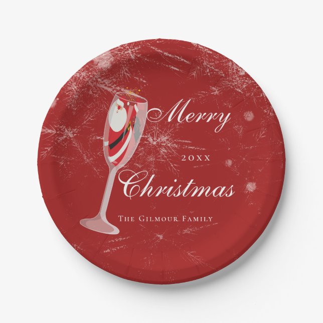 Plato De Papel Jolly Navidades vitorea con Santa Champagne (Anverso)