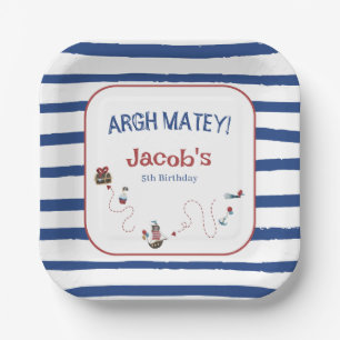 Plato De Papel Jolly Roger Pirate Ahoy Matey Birthday Party