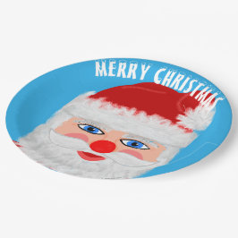 Plato De Papel Jolly Santa Merry Christmas