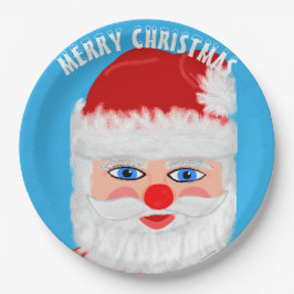 Plato De Papel Jolly Santa Merry Christmas