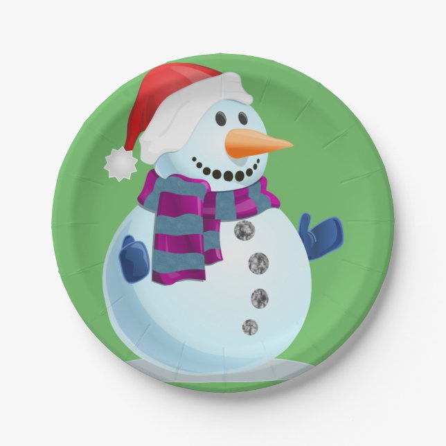 Plato De Papel Jolly Snowman (Anverso)
