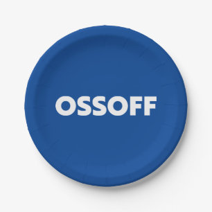 Plato De Papel Jon Ossoff Georgia fiesta blanco azul en la segund