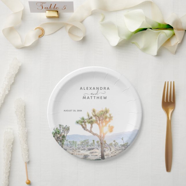 Plato De Papel Joshua Tree Boho Boda ruso moderno (Boda)