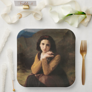 Plato De Papel Joven doncella de Bouguereau