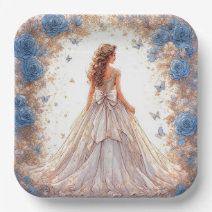 Plato De Papel Joven elegante con vestido formal