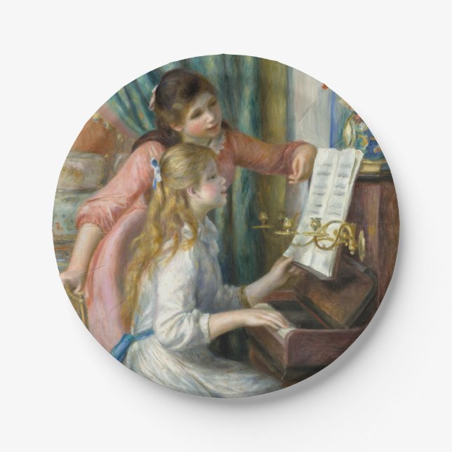 Plato De Papel Jóvenes Chicas en Piano - Pierre Renoir (Anverso)