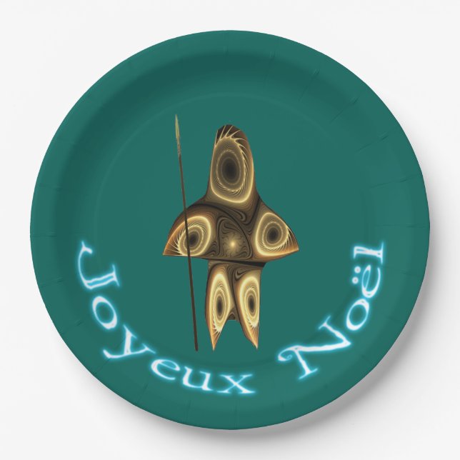 Plato De Papel Joyeux Noё l - Cazador de inuit fractal (Anverso)