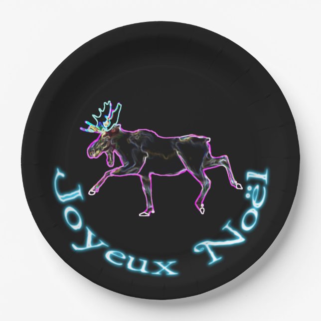 Plato De Papel Joyeux Noё l - Moose eléctrico (Anverso)