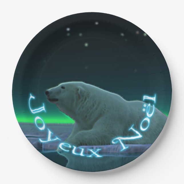 Plato De Papel Joyeux Noё l - Oso Polar del borde del hielo (Anverso)