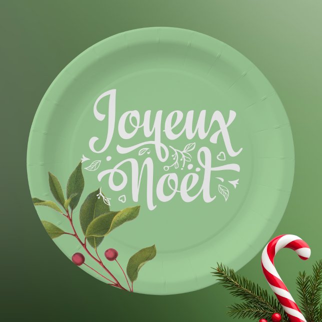 Plato De Papel Joyeux Noel Francés Feliz Navidad Rojo y Verde (Subido por el creador)