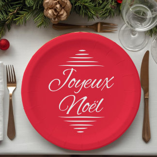 Plato De Papel Joyeux Noel - French Xmas wishes